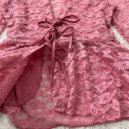 Lace top with flared sleeves