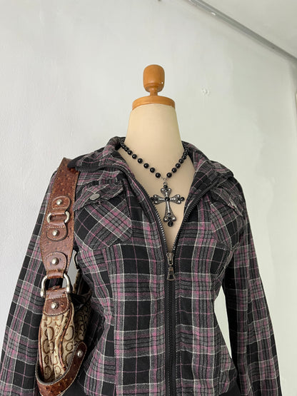 Plaid jacket with warm sherpa lining