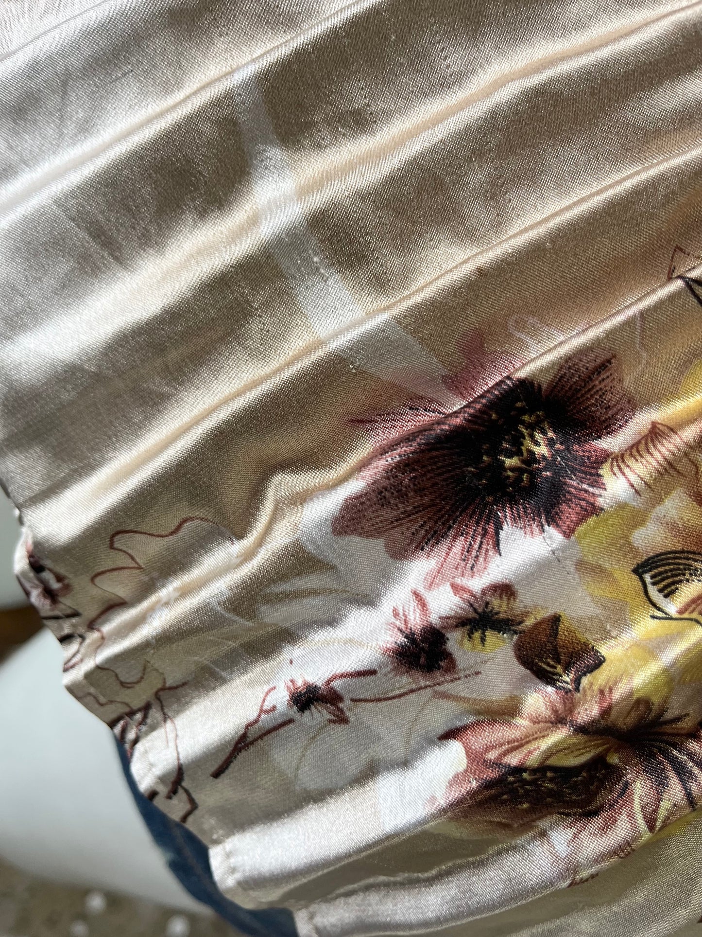 Floral satin silk blouse- size M