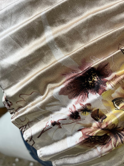 Floral satin silk blouse- size M