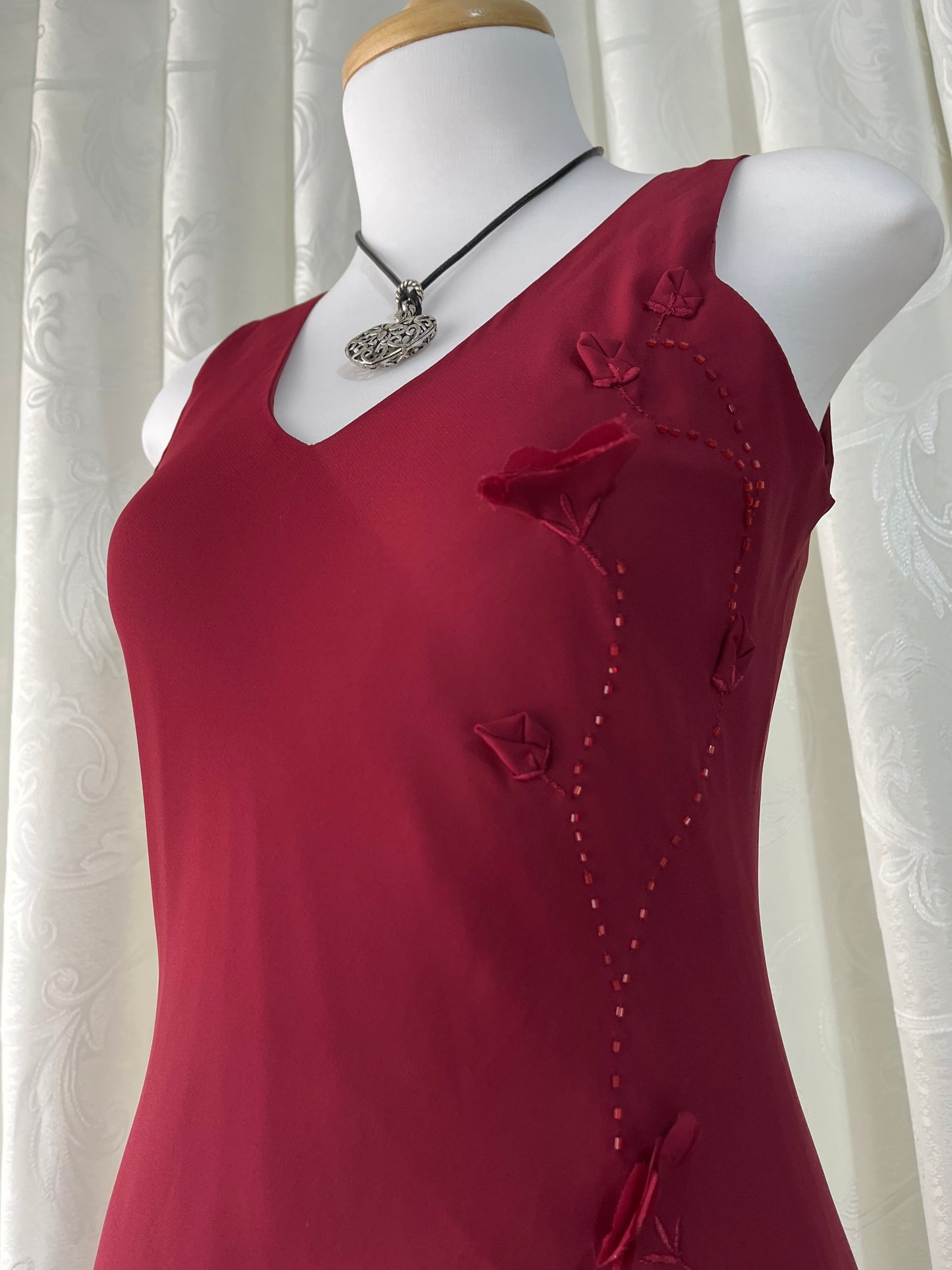 Burgundy asymmetric dress
