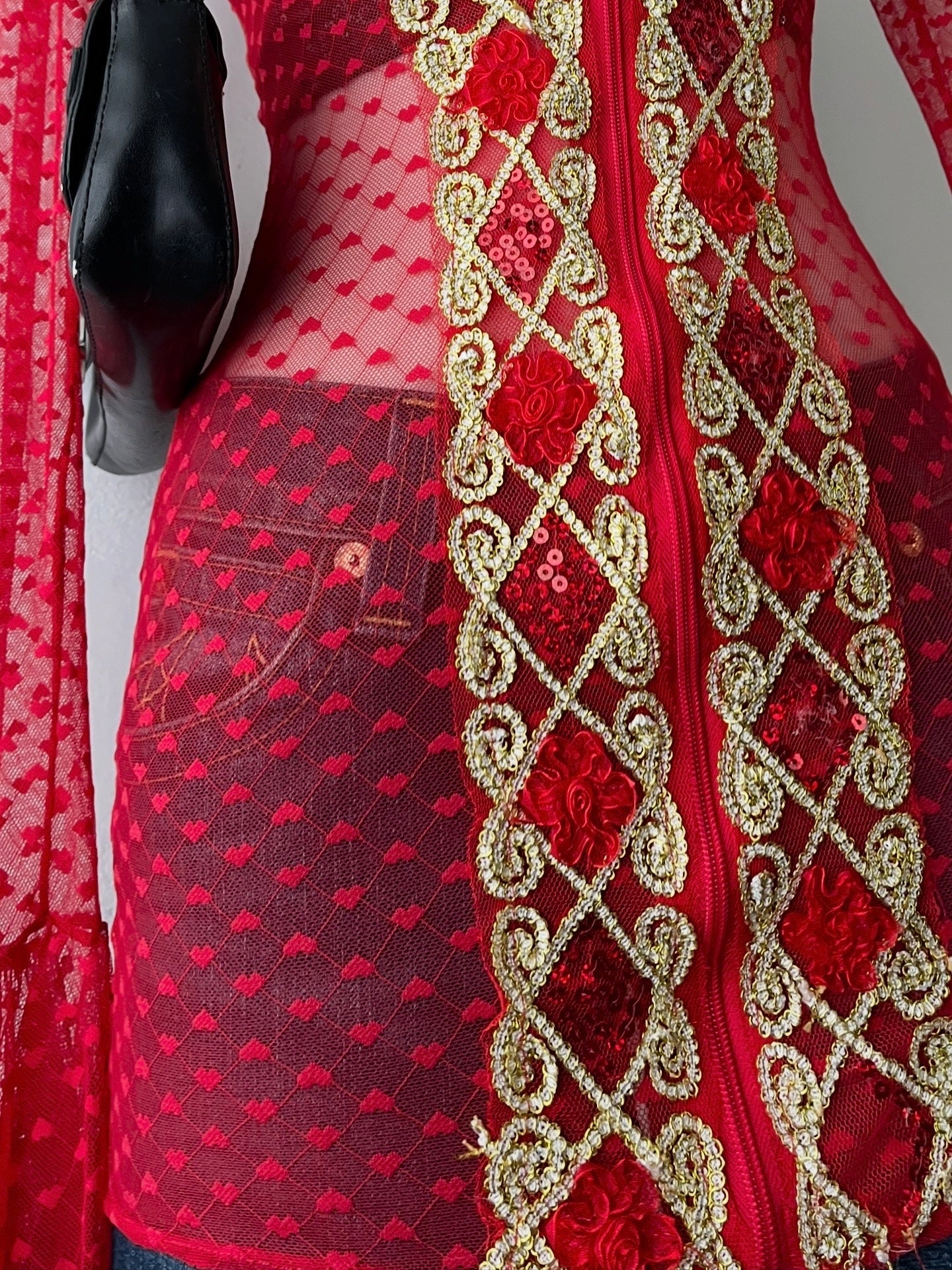 Set (mesh long blouse + top)