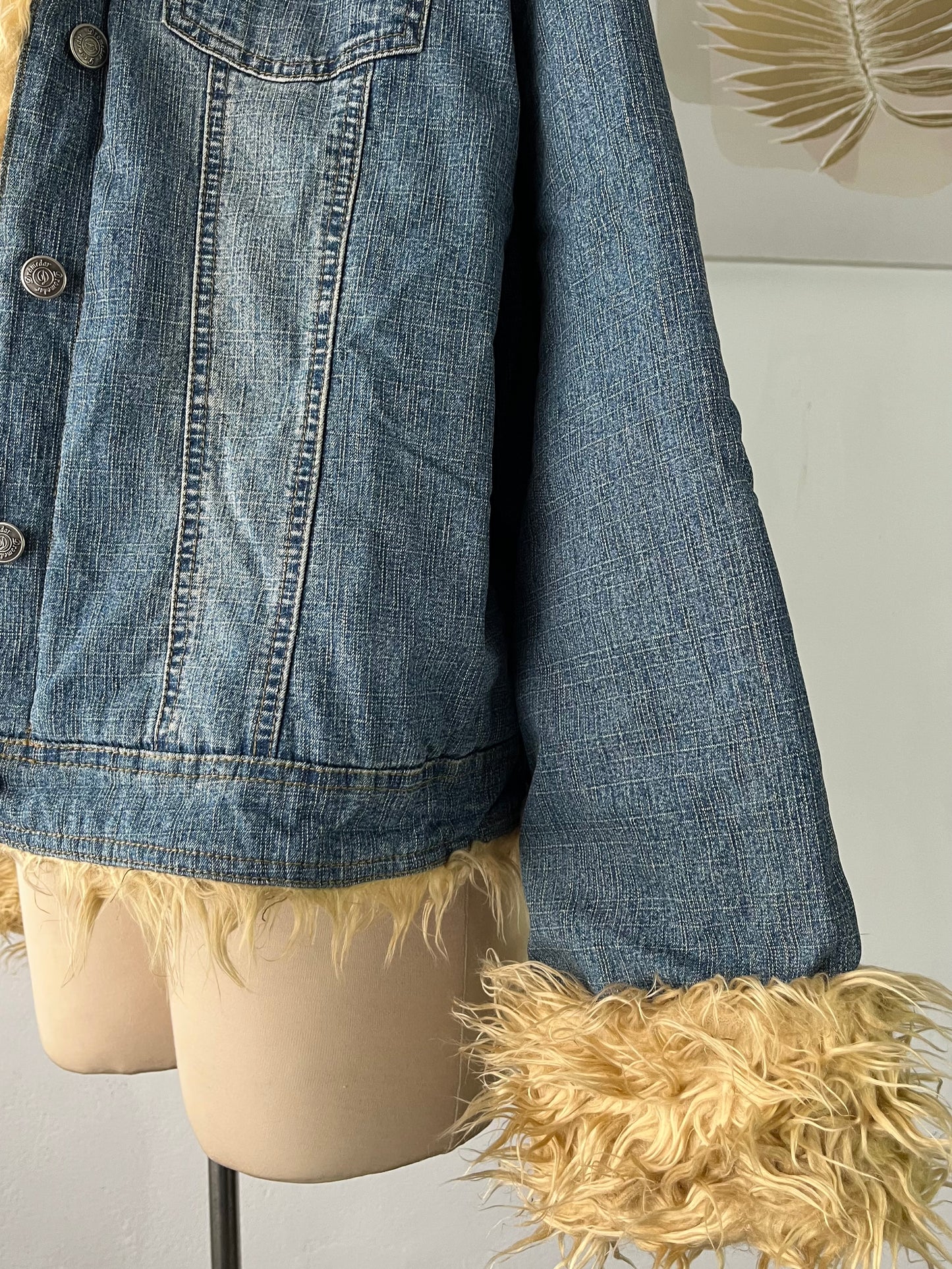 Oversized denim jacket with quilted lining