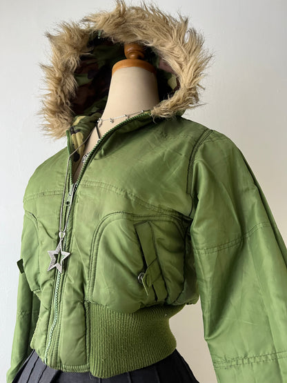 Reversible padded jacket with hood