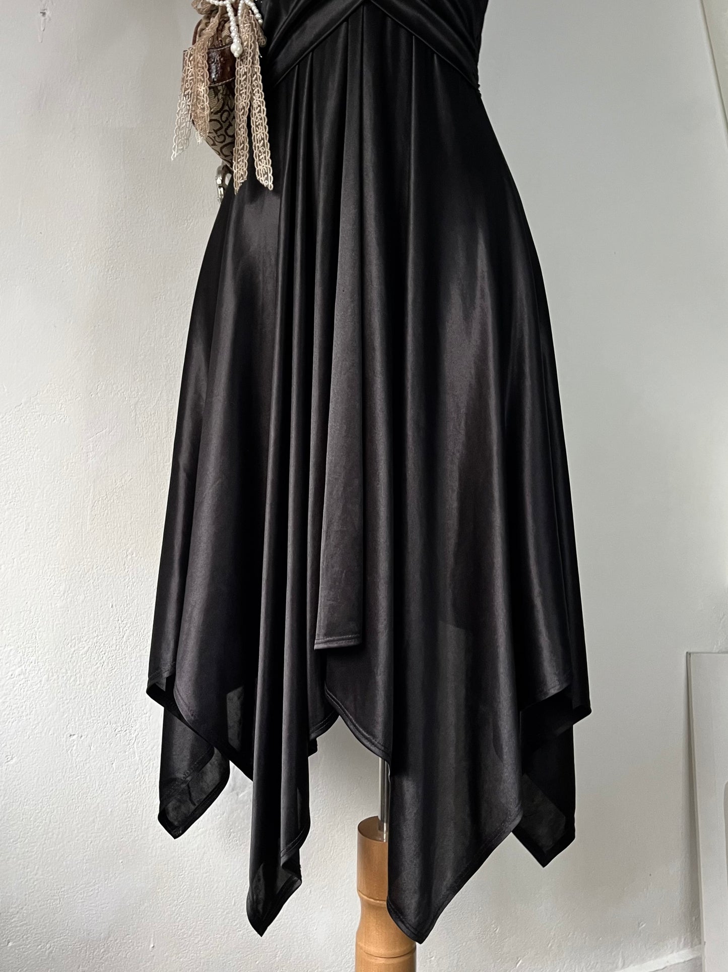 Noir halter dress with adjustable back bow