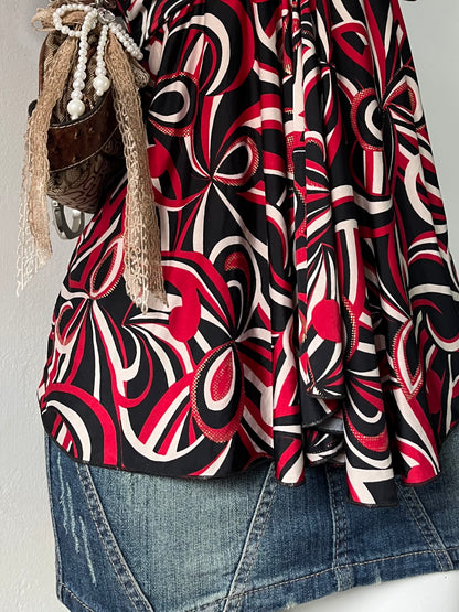 Y2k adorable red and noir top