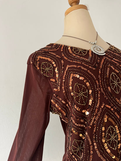 Brown sequin top