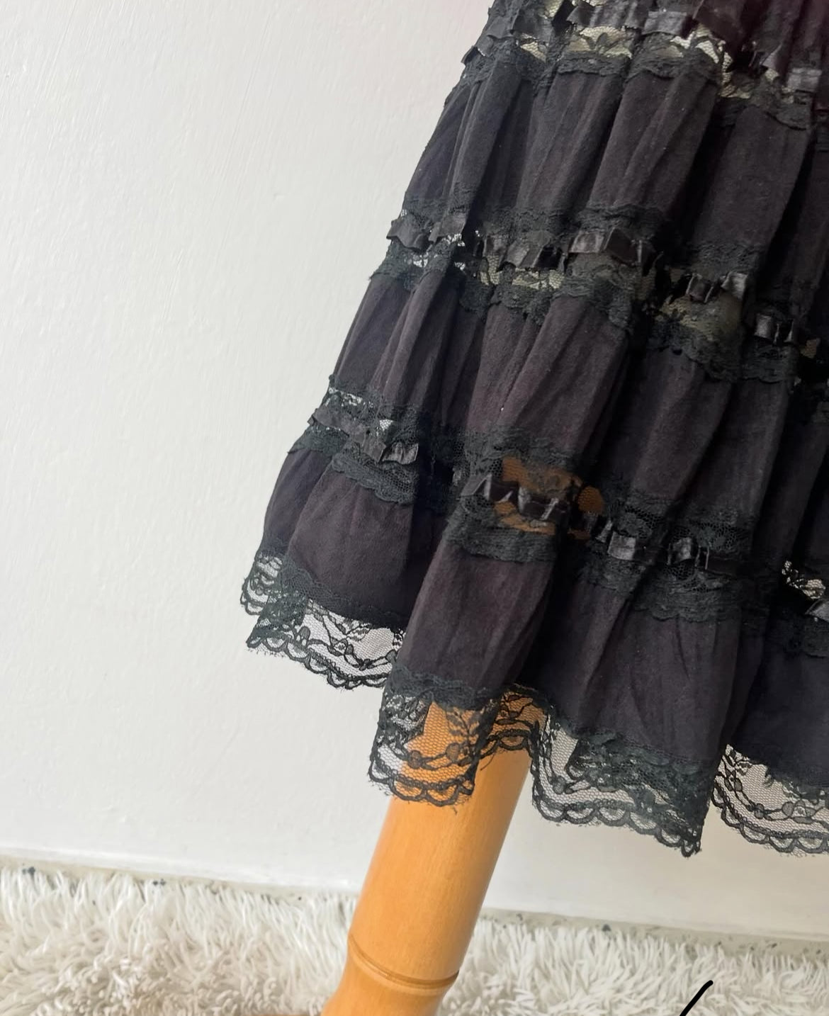 Black lace skirt with pink jeans