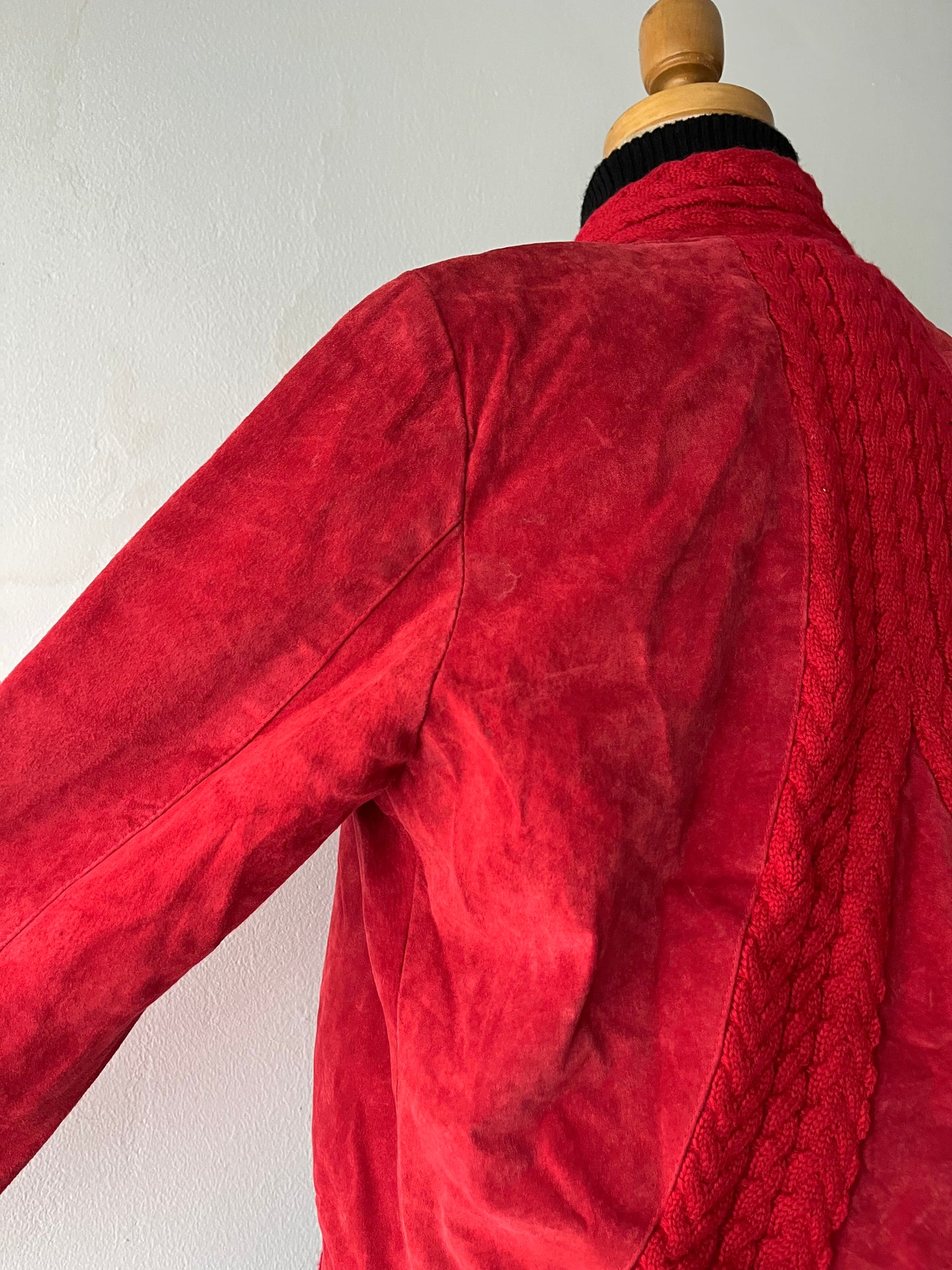 Cable knit and leather suede jacket