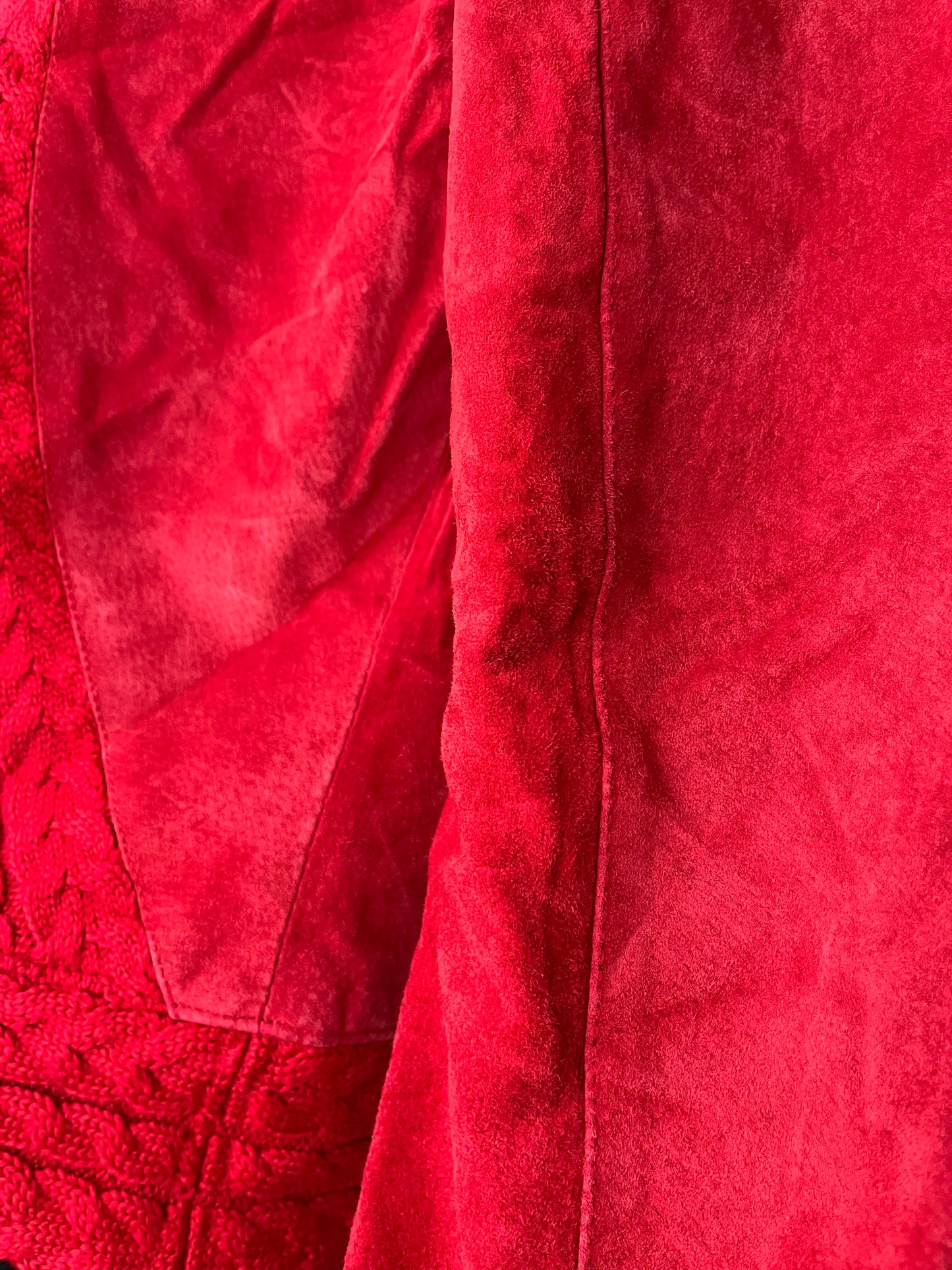 Cable knit and leather suede jacket