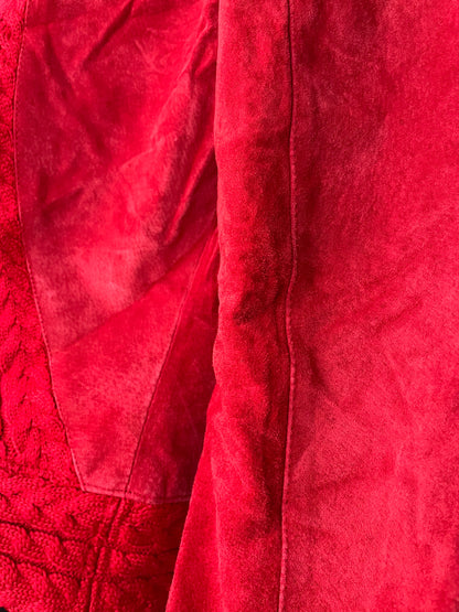 Cable knit and leather suede jacket