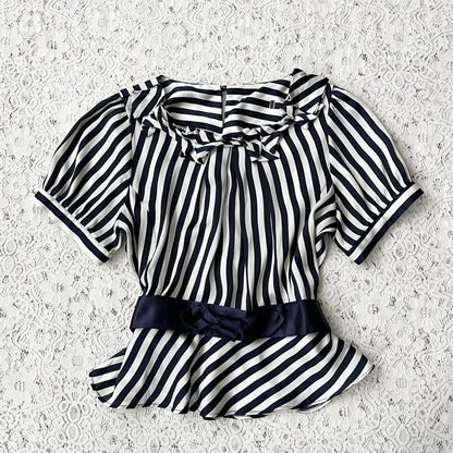 Striped coquette blouse