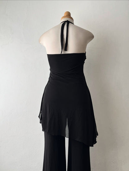 Y2K jumpsuit with sequined embroidery