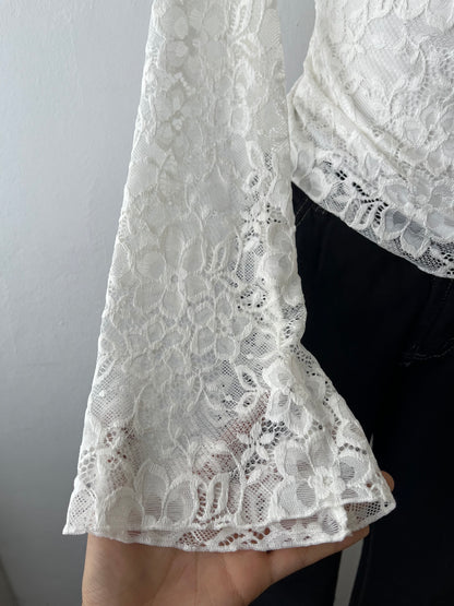 Lace top with flared sleeves