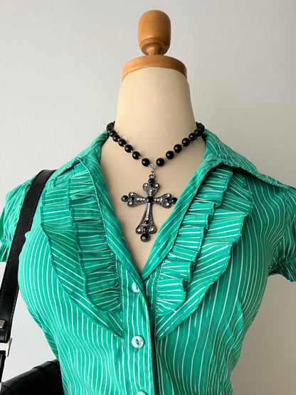 Siren office striped blouse