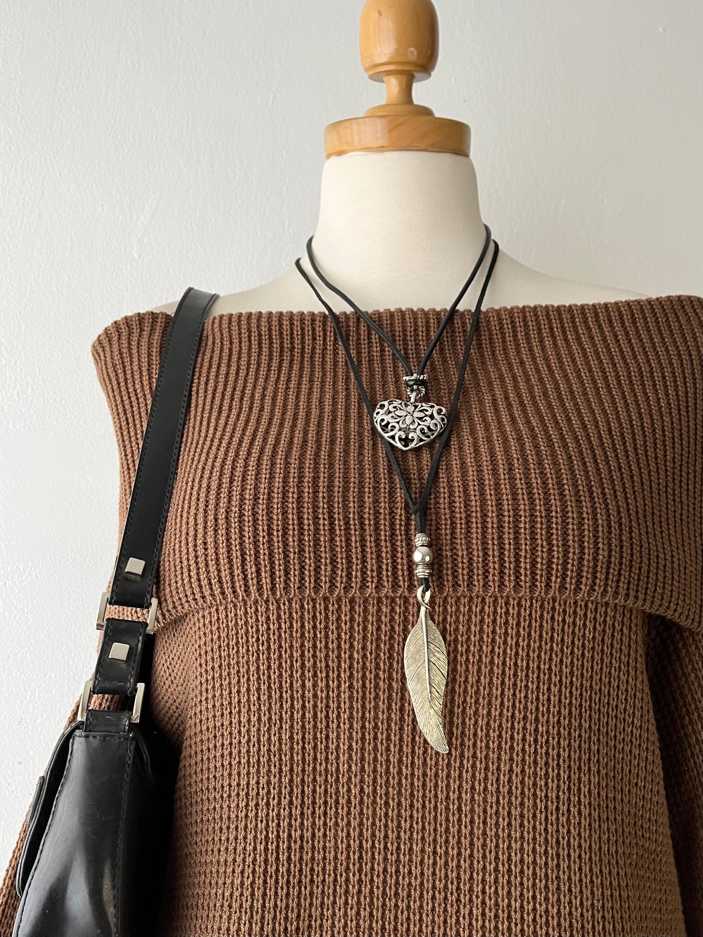 Off-the-shoulder sweater with wide sleeves