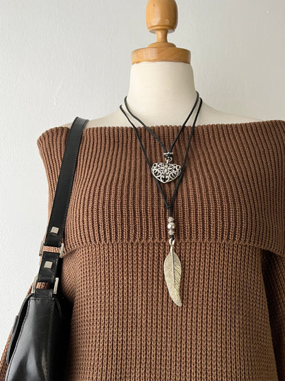 Off-the-shoulder sweater with wide sleeves