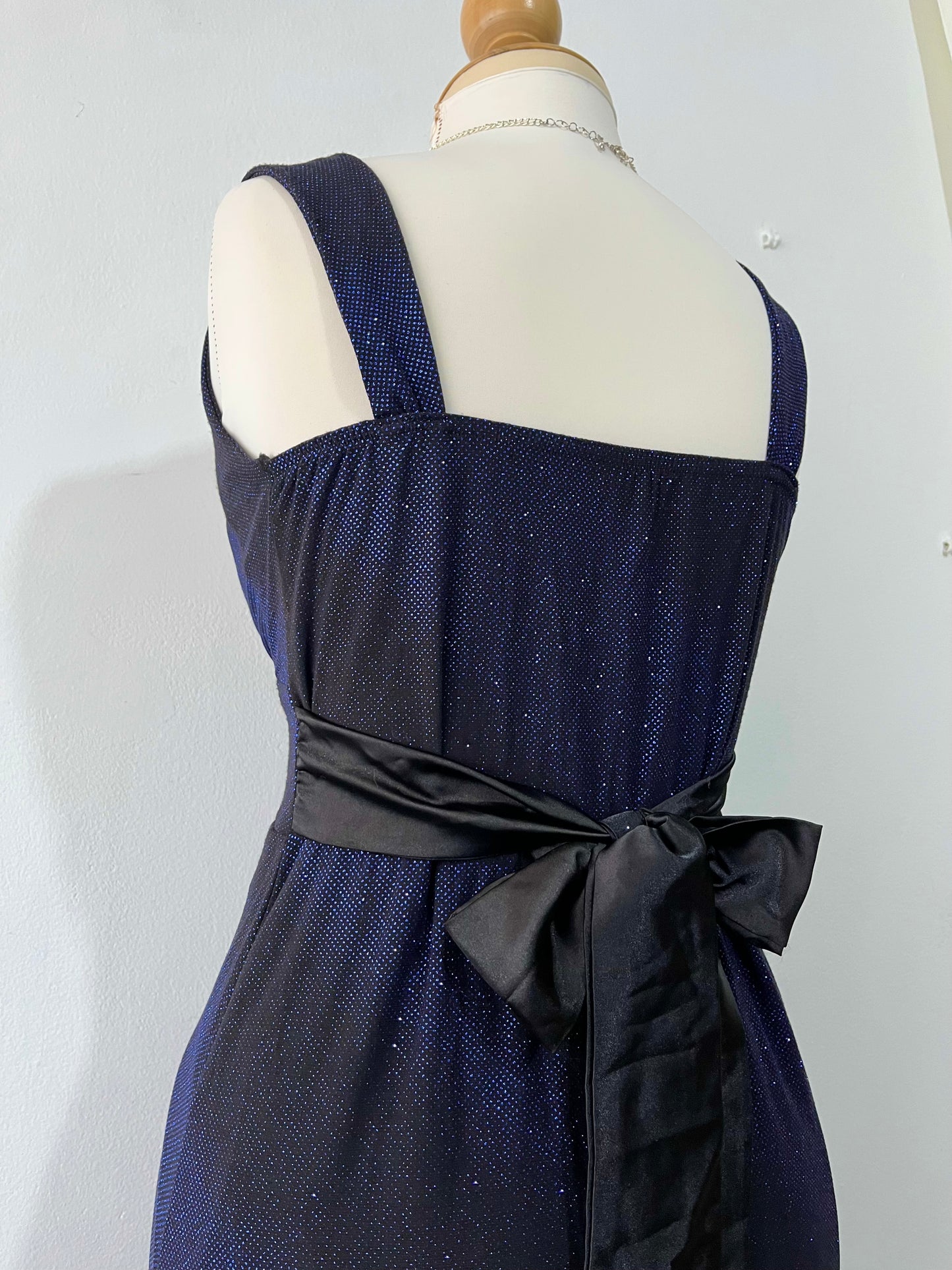 Blue and black sparkly dress with back bow