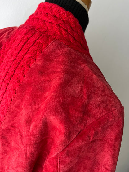 Cable knit and leather suede jacket