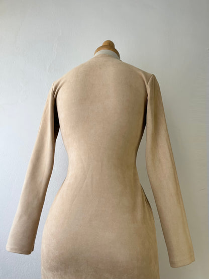 Beige velvet cargo dress