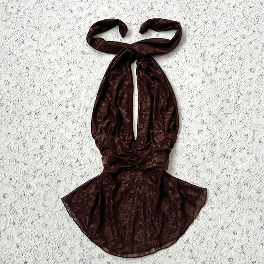 Coquette halter lace top