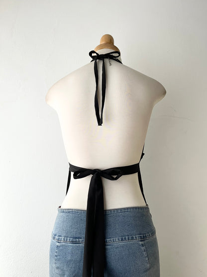 Adorable black top + scarf