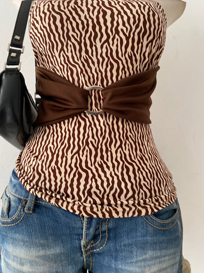 Strapless top with animal print