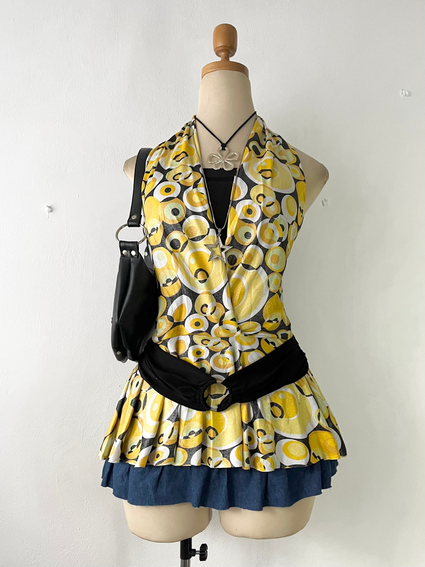 Y2k halter top with belt