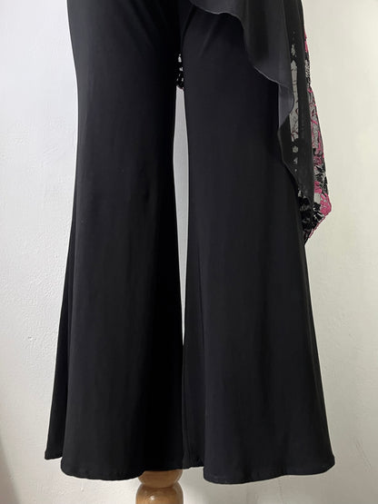 Asymmetrical fairy jumpsuit with floral embroidery design