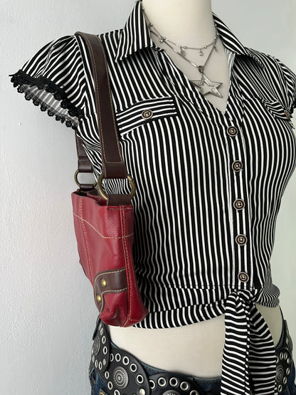 Striped top with bow