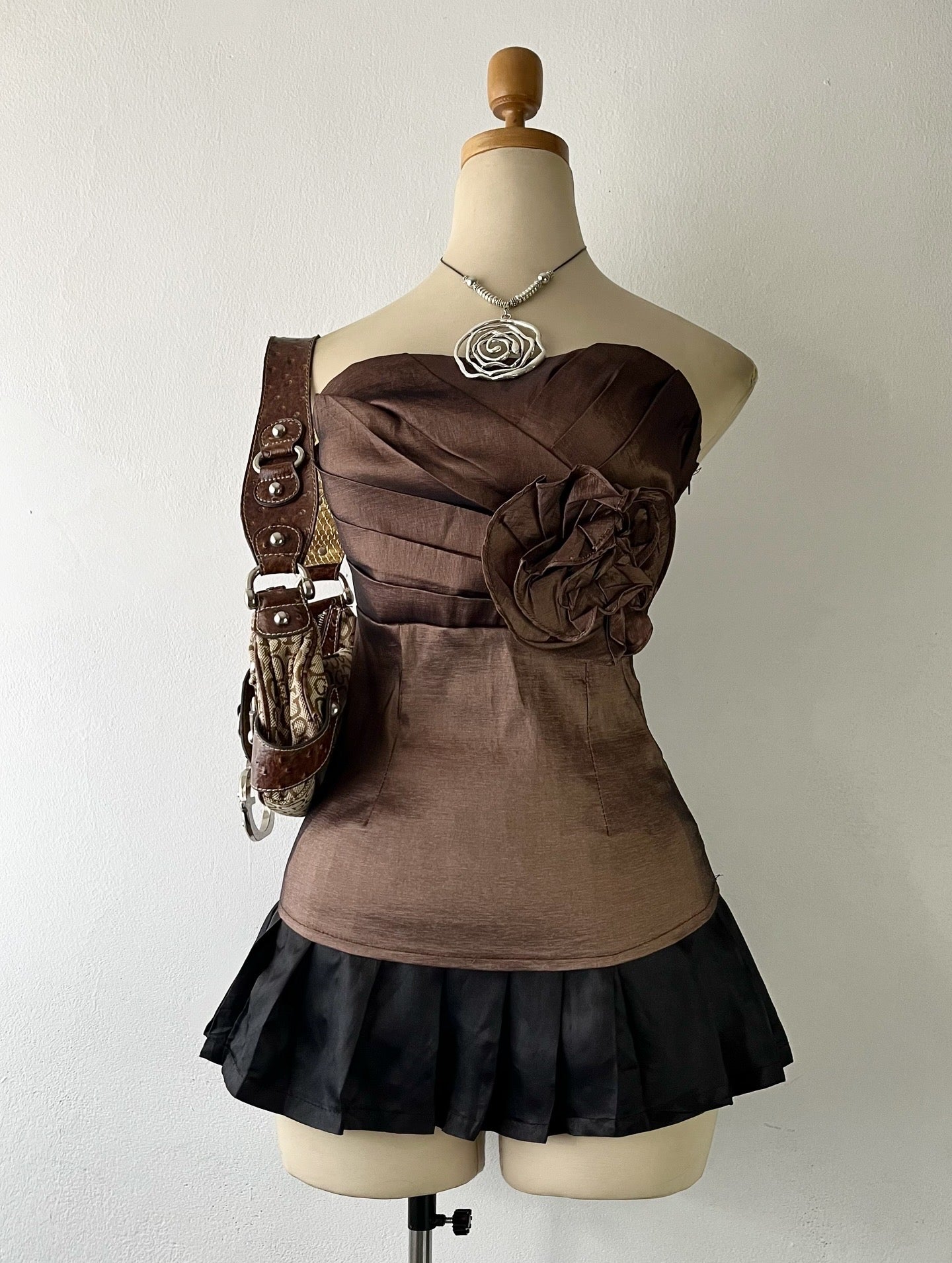 Iridescent brown corset top