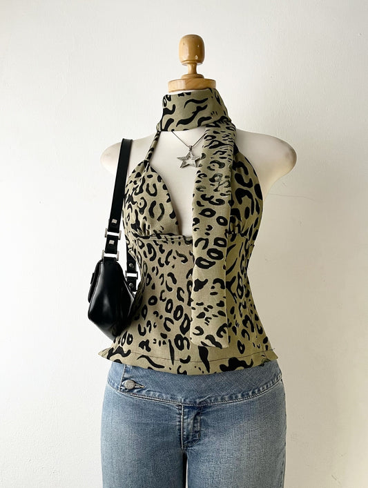 Animal print top + scarf