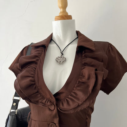 brown siren office blouse