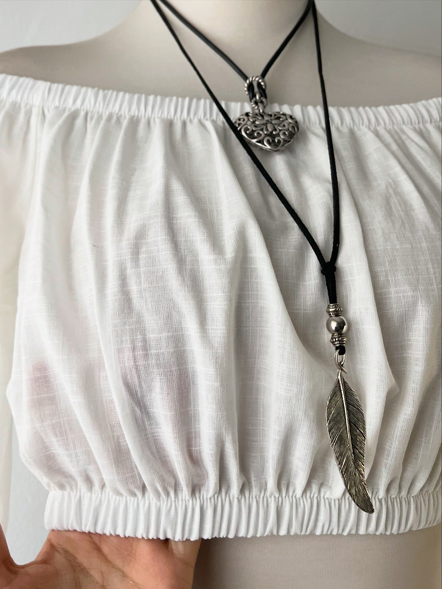 Bell-sleeved off shoulder top