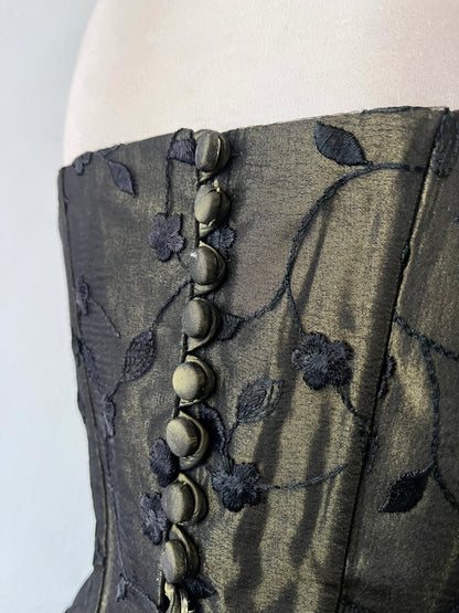 Midnight green corset with floral designs