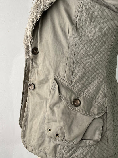 Warm quilted gray penny lane jacket