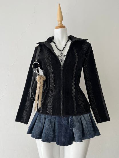 Black jacket with embroidered designs