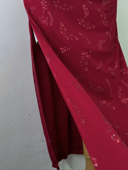 Adorable one-shoulder burgundy dress