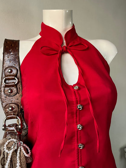 Top diseño oriental con lazo ajustable en la espalda
