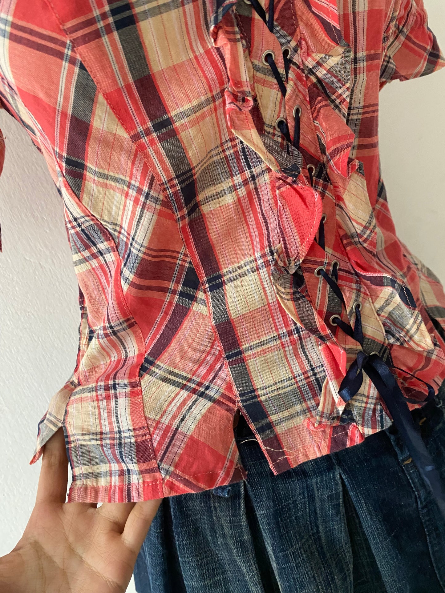 Checkered corset top