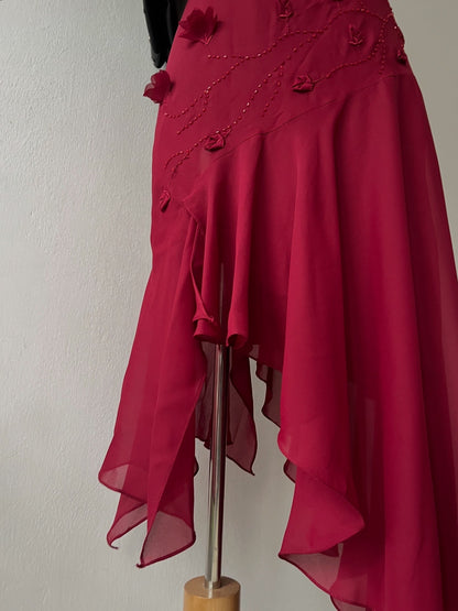 Burgundy asymmetric dress