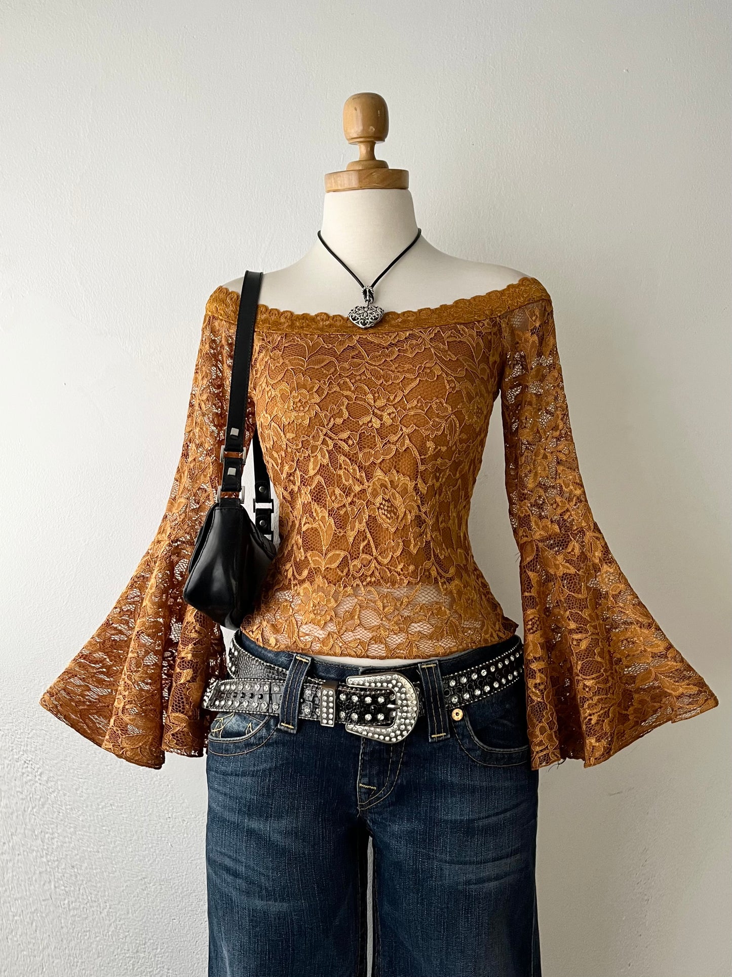 Off shoulder flared sleeve top