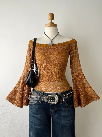 Off shoulder flared sleeve top