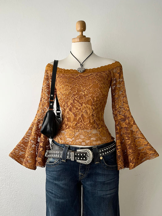 Off shoulder flared sleeve top