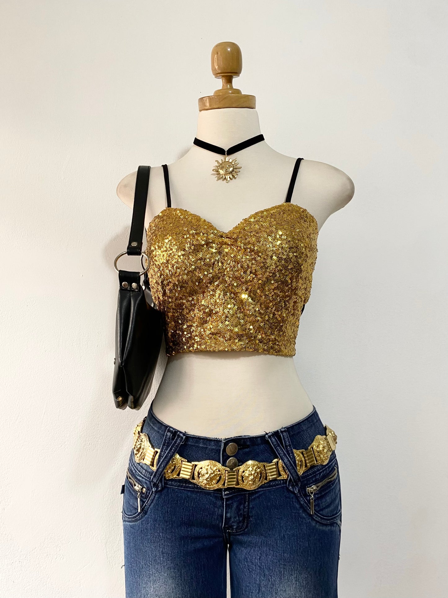 Gold sequin bralette top