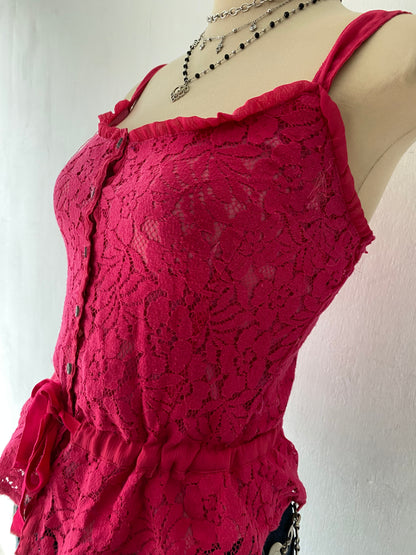 Pink lace top with bow