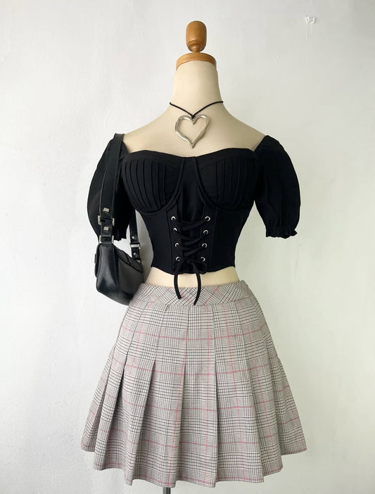 Plaid pleated skirt