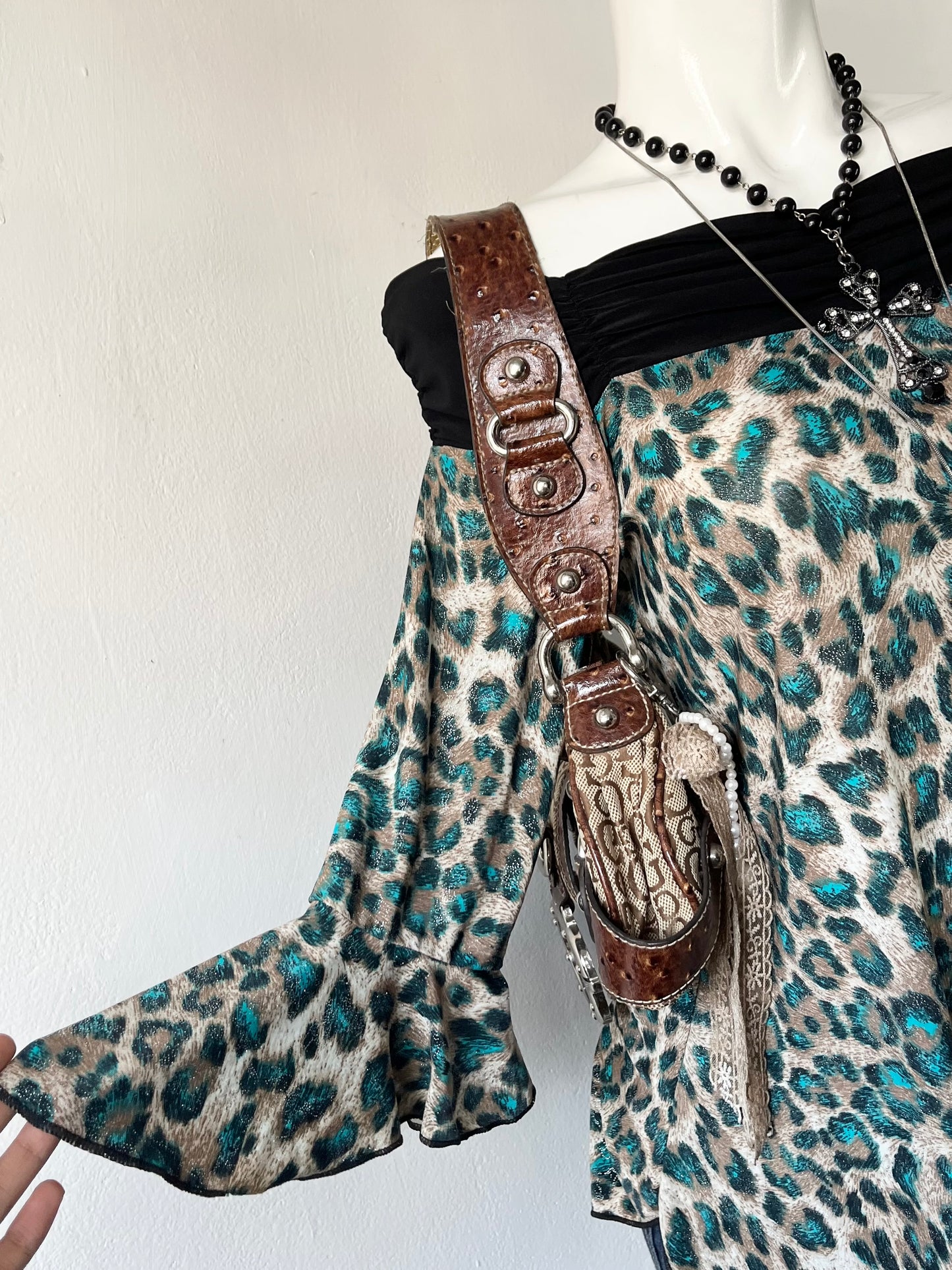 Off shoulder animal print top- size M