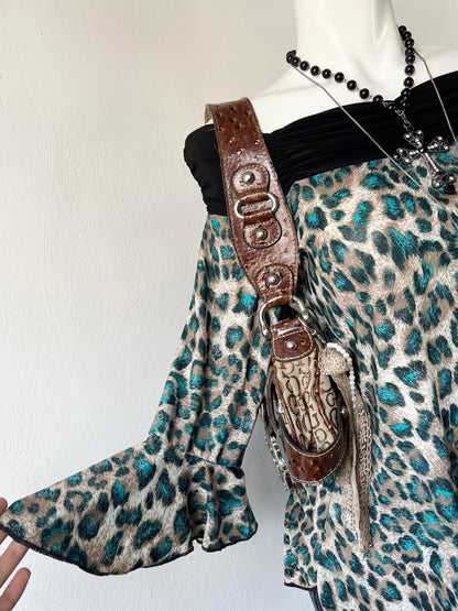Off shoulder animal print top- size M