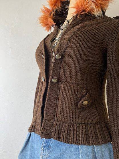 Knitted jacket with hood